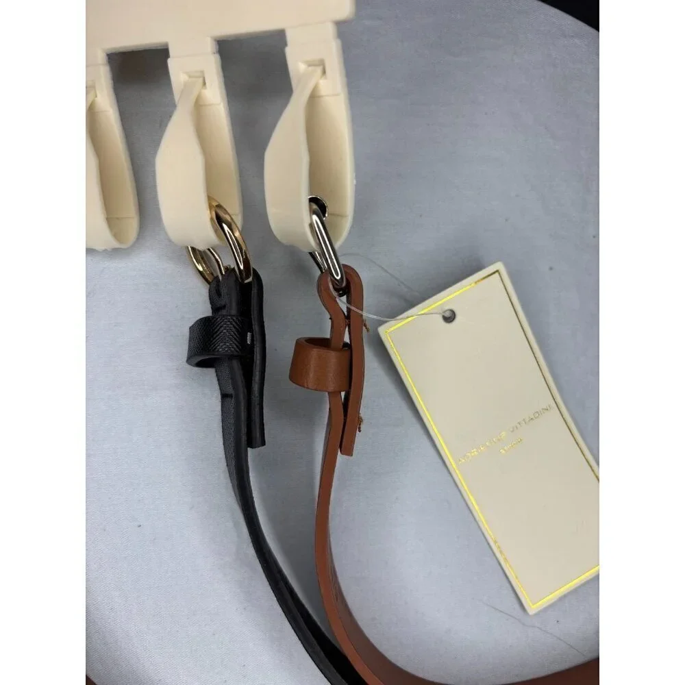 ADRIENNE VITTADINI NEW Belt X2 Black Tan Women S/M Gold Silver